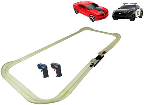 Mote Control Cordless Glow In The Dark High-Speed Super Loop Speedway Track Set With Two Cars For Dual Racing Glow Blue Blue Glow - Vehicle Adventure Play Collection