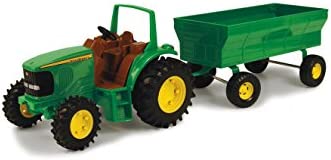 TOMY John Deere Kids Tractor Toy With Flarebox Wagon Set 8 Inches - Farm Adventure Play Edition