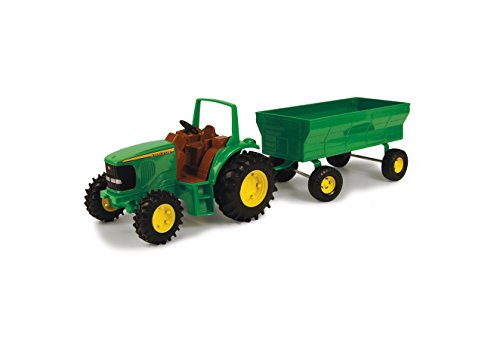 TOMY John Deere Kids Tractor Toy With Flarebox Wagon Set 8 Inches - Farm Adventure Play Edition