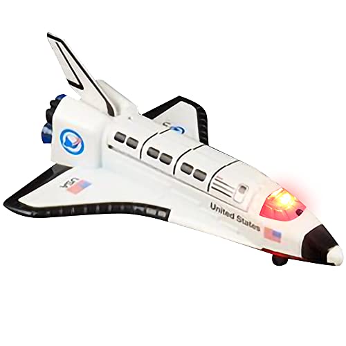 Light Up Space Shuttle Toy 1PC Battery Operated Spaceship Toy With LEDs Sounds And Pullback Motion Outer Space Party Decoration Great Space Gifts For Boys And Girls 6 Inches - Cosmic Adventure Play Set