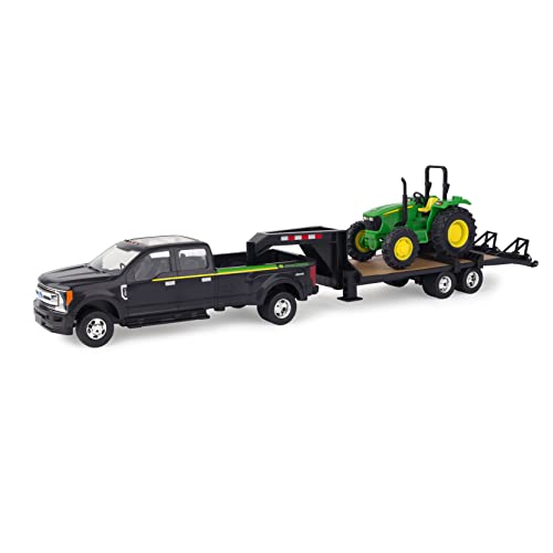 ERTL 1:32 Scale Ford F350 Pickup And Tractor Set — Includes John Deere Tractor Ford F350 Pickup And Gooseneck Trailer — 17.25 X 3.2 X 4.5 Inches — Ages 3 Years And Up - Farm Adventure Play Edition