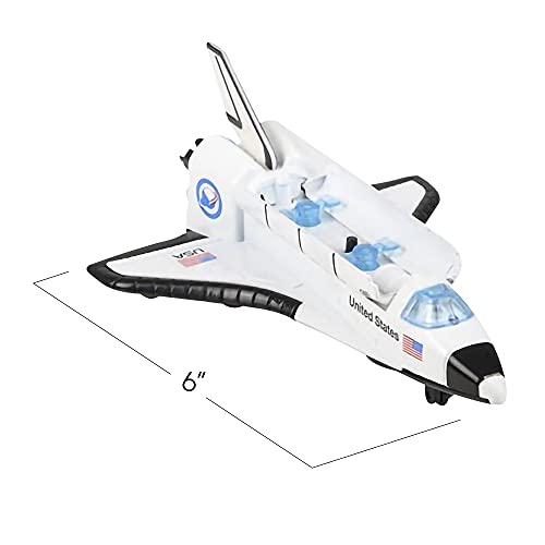 Light Up Space Shuttle Toy 1PC Battery Operated Spaceship Toy With LEDs Sounds And Pullback Motion Outer Space Party Decoration Great Space Gifts For Boys And Girls 6 Inches - Cosmic Adventure Play Set