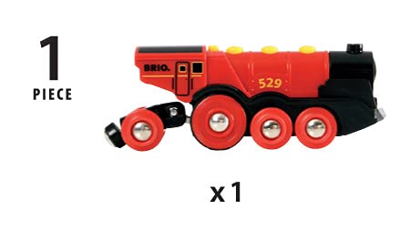RIO World 33592 Mighty Red Action Locomotive Battery Operated Toy Train With Light And Sound Effects For Kids Age 3 And Up - Railway Imagination Collection