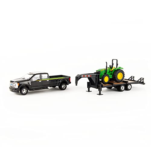 ERTL 1:32 Scale Ford F350 Pickup And Tractor Set — Includes John Deere Tractor Ford F350 Pickup And Gooseneck Trailer — 17.25 X 3.2 X 4.5 Inches — Ages 3 Years And Up - Farm Adventure Play Edition