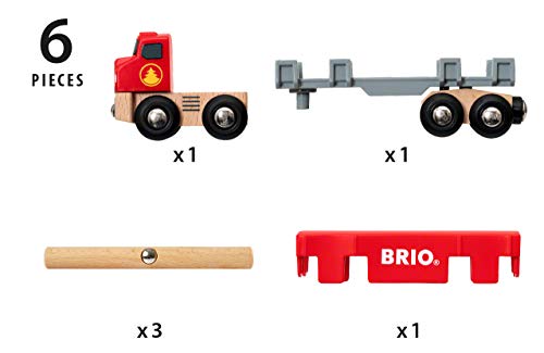 World 33657 – Lumber Truck – 6 Piece Wooden Toy Train For Kids Ages 3 And Up Grey - Railway Imagination Collection