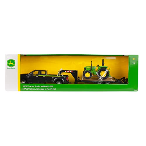 ERTL 1:32 Scale Ford F350 Pickup And Tractor Set — Includes John Deere Tractor Ford F350 Pickup And Gooseneck Trailer — 17.25 X 3.2 X 4.5 Inches — Ages 3 Years And Up - Farm Adventure Play Edition