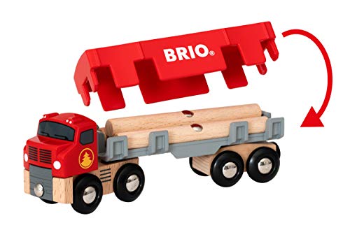 World 33657 – Lumber Truck – 6 Piece Wooden Toy Train For Kids Ages 3 And Up Grey - Railway Imagination Collection