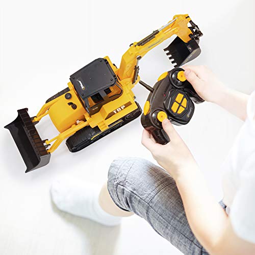8 Channel Full Functional RC Excavator Backhoe Loader Battery Powered Electric RC Remote Control Construction Tractor With Lights & Sound TR-119 - Farm Adventure Play Edition