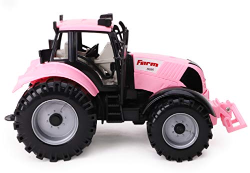 Friction Powered Farm Tractor With Opening Bonnet (Pink) - Farm Adventure Play Edition
