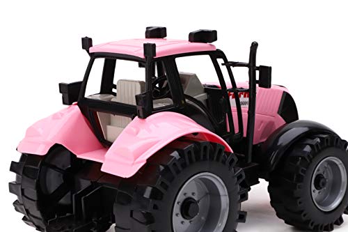 Friction Powered Farm Tractor With Opening Bonnet (Pink) - Farm Adventure Play Edition