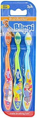 Thomas The Train & Friends Soft Toothbrushes 3 Pack Brush Buddies (Blue Yellow Red) - Railway Imagination Collection