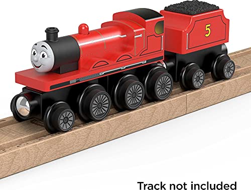 Cheap Wooden Railway James Engine And Coal Car Push-Along Train Made From Sustainably Sourced Wood For Kids 2 Years And Up - Railway Imagination Collection