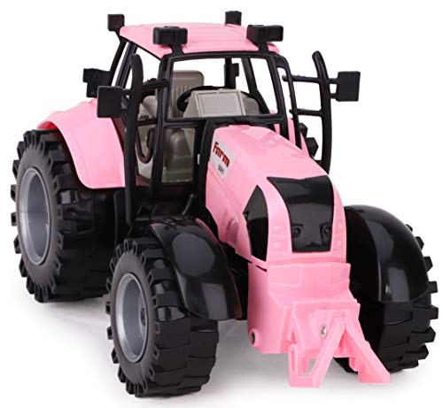 Friction Powered Farm Tractor With Opening Bonnet (Pink) - Farm Adventure Play Edition
