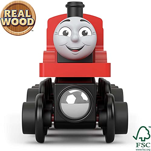 Cheap Wooden Railway James Engine And Coal Car Push-Along Train Made From Sustainably Sourced Wood For Kids 2 Years And Up - Railway Imagination Collection