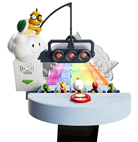 Mario Kart Rainbow Road Raceway 8-Foot Track Set With Lights & Sounds & 2 1:64 Scale Vehicles Race With 5-Track Colorful Course With 2 Configurations Toy Gift For Kid - Vehicle Adventure Play Collection