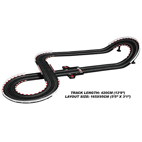 Super 251 USB Power Slot Car Racing Set LED Headlights Strong Magnetic Base Mechanical Lap Counter & Powerbase Integrated As Combo Track For Ages 8 And Up - Vehicle Adventure Play Collection