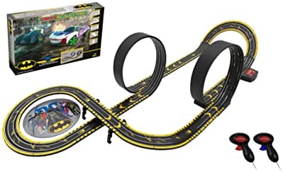 Micro Scalextric Justice League Batman Vs Joker Battery Powered 1:64 Slot Car Race Track Set G1155T Black - Vehicle Adventure Play Collection