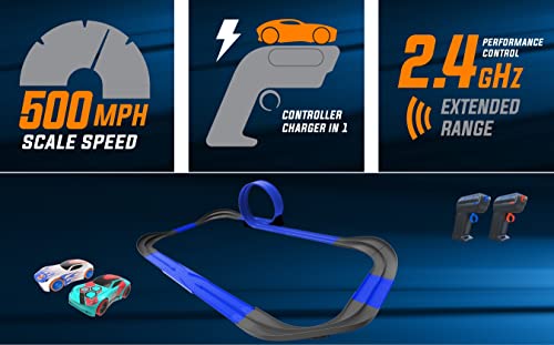 2.4 GHz Radio Control Remote Slot-Less Cordless Racing Blazin Loop Speedway Track Set With Two C - Vehicle Adventure Play Collection