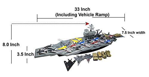Deals 33 Inch Aircraft Carrier With Soldiers Jets Military Vehicles (18 Fighter Jets) - Farm Adventure Play Edition