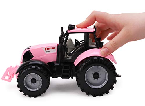 Friction Powered Farm Tractor With Opening Bonnet (Pink) - Farm Adventure Play Edition