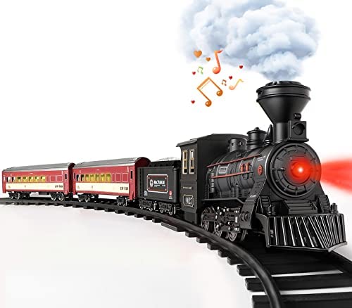 Cheap Train Set – Train Toy For Boys Girls W/ Smokes Lights & Sound Railway Kits W/ Steam Locomotive Engine Cargo Cars & Tracks Christmas Gifts For 3 4 5 6 7 8+ Year Old Kids Red - Railway Imagination Collection