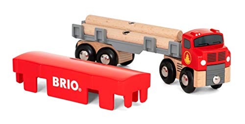 World 33657 – Lumber Truck – 6 Piece Wooden Toy Train For Kids Ages 3 And Up Grey - Railway Imagination Collection