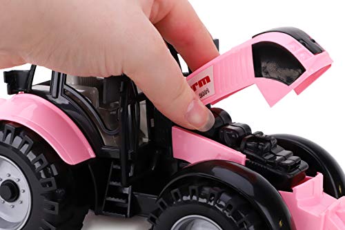 Friction Powered Farm Tractor With Opening Bonnet (Pink) - Farm Adventure Play Edition