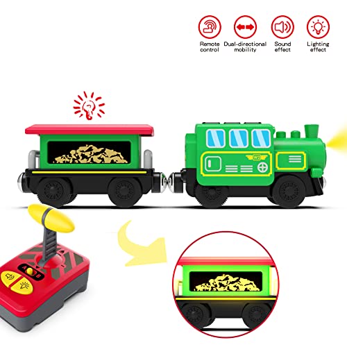 Budget Wooden Train Accessories Battery Operated Locomotive Train Remote Control Train For Track Set Powerful Engine Train Vehicles Fit All Major Brands Track Railway System (Battery Not Included) - Railway Imagination Collection
