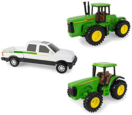 TOMY John Deere Kids Tractor Toy With Flarebox Wagon Set 8 Inches - Farm Adventure Play Edition