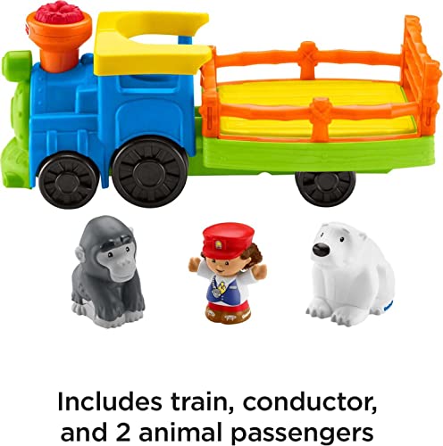 Little People Zoo Train Toy With Music And Sounds For Toddlers 1 Conductor And 2 Animal Toy Figures Choo-Choo Zoo Train - Railway Imagination Collection