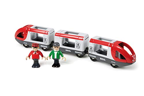 RIO World 33505 – Travel Train – 5 Piece Wooden Toy Train Set For Kids Age 3 And Up - Railway Imagination Collection
