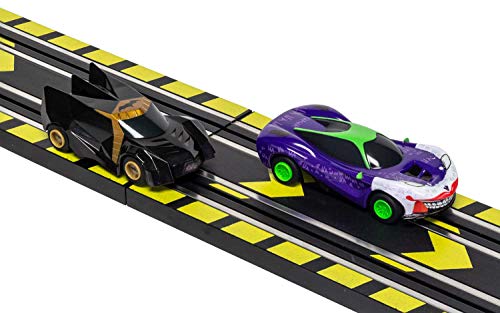 Micro Scalextric Justice League Batman Vs Joker Battery Powered 1:64 Slot Car Race Track Set G1155T Black - Vehicle Adventure Play Collection