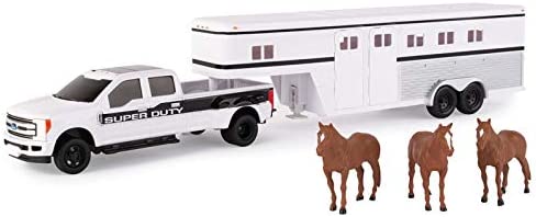 ERTL 1:32 Scale Ford F350 Pickup And Tractor Set — Includes John Deere Tractor Ford F350 Pickup And Gooseneck Trailer — 17.25 X 3.2 X 4.5 Inches — Ages 3 Years And Up - Farm Adventure Play Edition