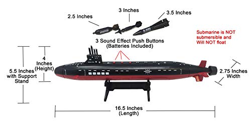 Promo 16.5 Inch Toy Navy Black Submarine With Sound Effects And Torpedo (2 Pack) - Marine Adventure Collection