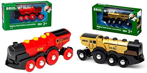 RIO World 33592 Mighty Red Action Locomotive Battery Operated Toy Train With Light And Sound Effects For Kids Age 3 And Up - Railway Imagination Collection