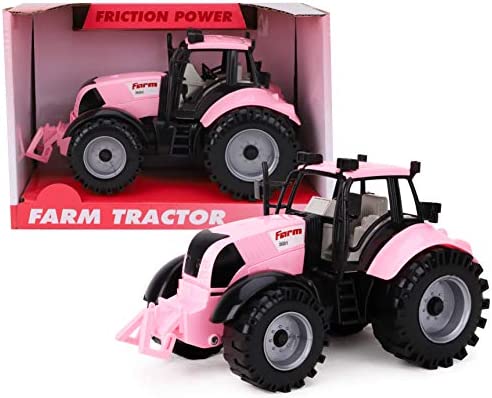 Friction Powered Farm Tractor With Opening Bonnet (Pink) - Farm Adventure Play Edition