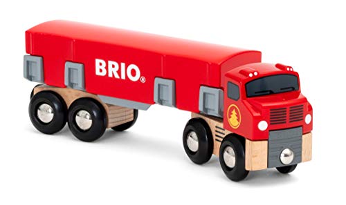 World 33657 – Lumber Truck – 6 Piece Wooden Toy Train For Kids Ages 3 And Up Grey - Railway Imagination Collection