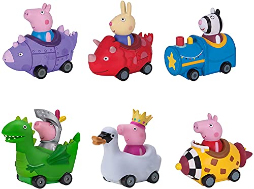Mini Buggies 6 Pack Set – Peppa George Pig Zoe Zebra & Richard Rabbit In Fun Vehicles & Cars – Toy Gift For Kids – Ages 2+ - Railway Imagination Collection