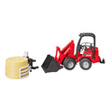 02192 Schaffer Compact Loader 2630 Farm Tractor With Shovel Bale Gripper And 1 Round Hay Bal - Farm Adventure Play Edition