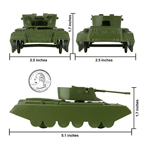 Promo Lassic Payton Anti-Aircraft Tanks – 4pc Tan Green Plastic Army Men Vehicle - Railway Imagination Collection