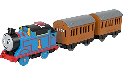 Thomas & Friends Motorized Talking Thomas Engine With Annie & Clarabel Battery-Powered Toy Train With Character Sounds And Phra - Railway Imagination Collection