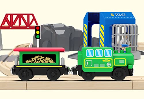 Budget Wooden Train Accessories Battery Operated Locomotive Train Remote Control Train For Track Set Powerful Engine Train Vehicles Fit All Major Brands Track Railway System (Battery Not Included) - Railway Imagination Collection