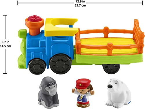 Little People Zoo Train Toy With Music And Sounds For Toddlers 1 Conductor And 2 Animal Toy Figures Choo-Choo Zoo Train - Railway Imagination Collection