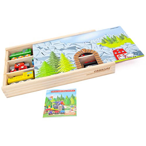 New Toys 12 (20 Pcs) Wooden Train Cars For Kids + Dual-use Wooden Box Cover/Tunnel Wooden Train Set Trains Toy Compatible With Thomas Wooden Railway Brio - Railway Imagination Collection