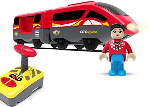Budget Wooden Train Accessories Battery Operated Locomotive Train Remote Control Train For Track Set Powerful Engine Train Vehicles Fit All Major Brands Track Railway System (Battery Not Included) - Railway Imagination Collection