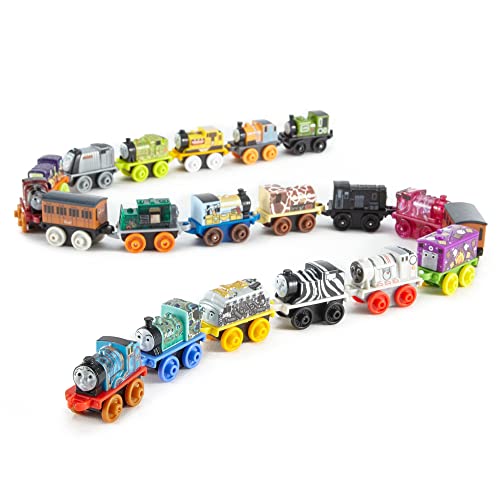 Budget MINIS Toy Train Pack Set Of 20 Miniature Push-Along Engines And Railway Vehicles For Preschool Pretend Play - Railway Imagination Collection