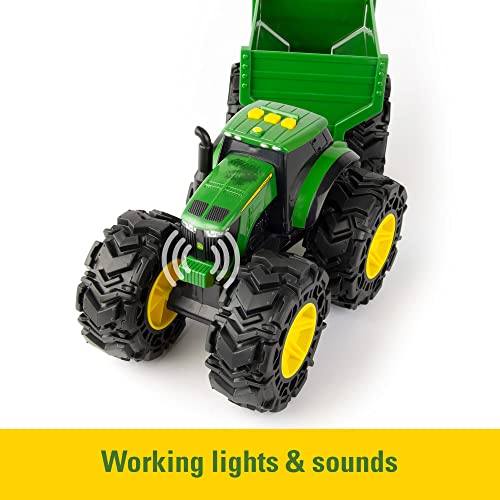 Toddler Toys Lights And Sounds Monster Treads Tractor Toy With Wagon 8 Inch Green Ages 3+ Red - Farm Adventure Play Edition