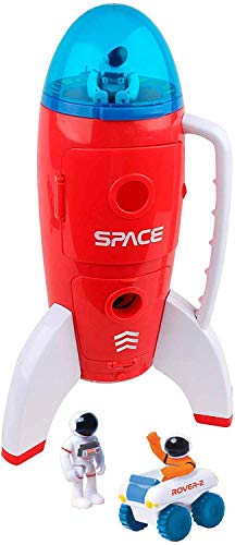 New Spaceship Rocket Toy Playset With 2 Astronauts And Rover Vehicle – Lights And Sound Effects Plus Carrying Handle For Blasting To The Moon And Flying Back – Play And Explore Space Toy - Cosmic Adventure Play Set