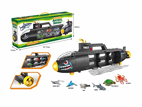 Submarine Toy Shark Car Vehicle Toy W/ 6 Sea Animals And Storage Toys For 3 4 5 6 7 Year Old Ki - Marine Adventure Collection