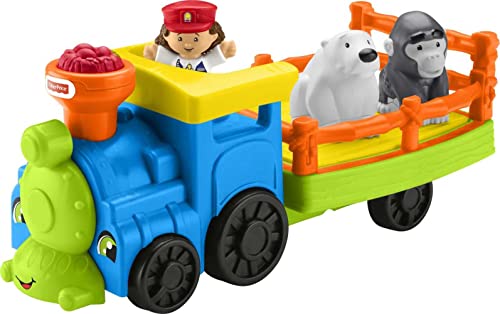 Little People Zoo Train Toy With Music And Sounds For Toddlers 1 Conductor And 2 Animal Toy Figures Choo-Choo Zoo Train - Railway Imagination Collection
